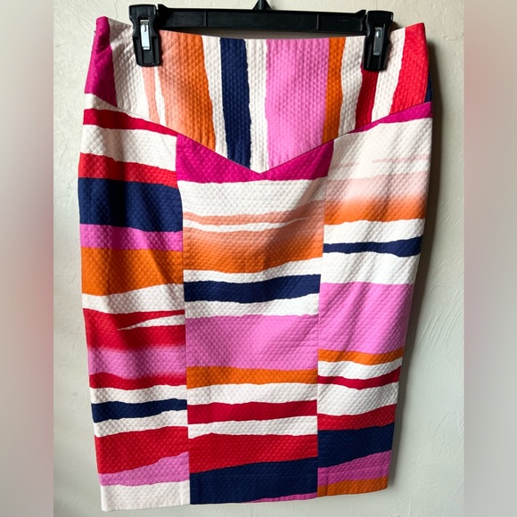 Diane Von Furstenberg Stripe Skirt Cotton Blend | Size 4 - Picture 1 of 7